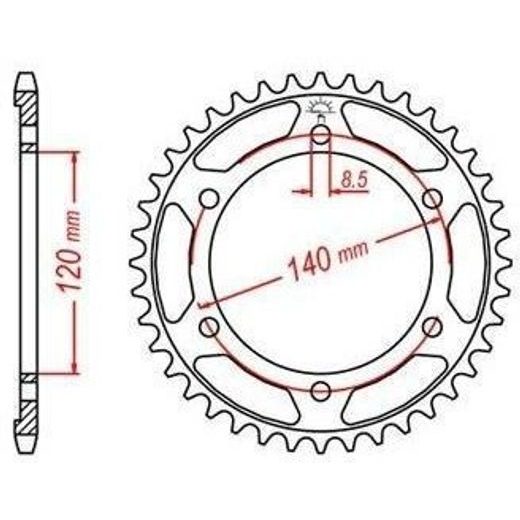 OCEĽOVÁ ROZETA PRE SEKUNDÁRNE REŤAZY TYPU 428, JT - ANGLICKO (50 ZUBOV)