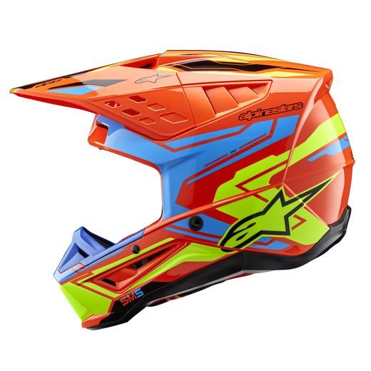 PRILBA S-M5 ACTION 2, ALPINESTARS (ORANŽOVÁ FLUO/SVĚTLE MODRÁ/ŽLUTÁ FLUO) 2026