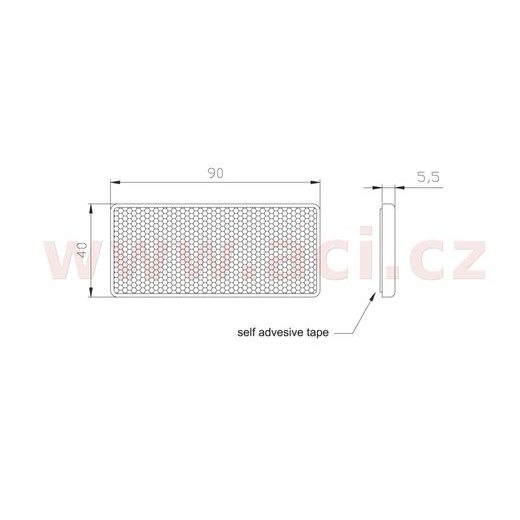 ODRAZKA ORANŽOVÁ OBDÉLNÍKOVÁ 90X40 MM SAMOLEPÍCÍ