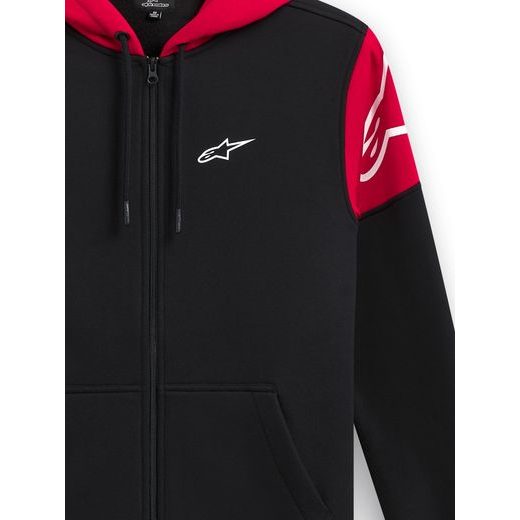 MIKINA VELOCITY HOODIE, ALPINESTARS (ČERNÁ/ČERVENÁ)