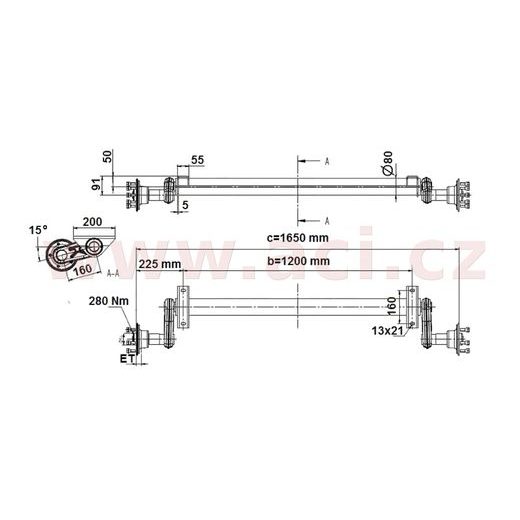 NÁPRAVA KNOTT G 13 (1300 KG) ROZTEČ PATEK 1200 MM, NÍZKÉ PATKY (4X100) (VARIO A07.3/A07.4) ORIGINÁL