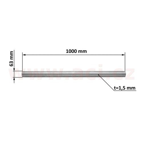 UNIVERZÁLNÍ ROURA VÝFUKU 1 M NEREZ, VNĚJŠÍ PRŮMĚR 63 MM, TL. 1,5 MM TYLL
