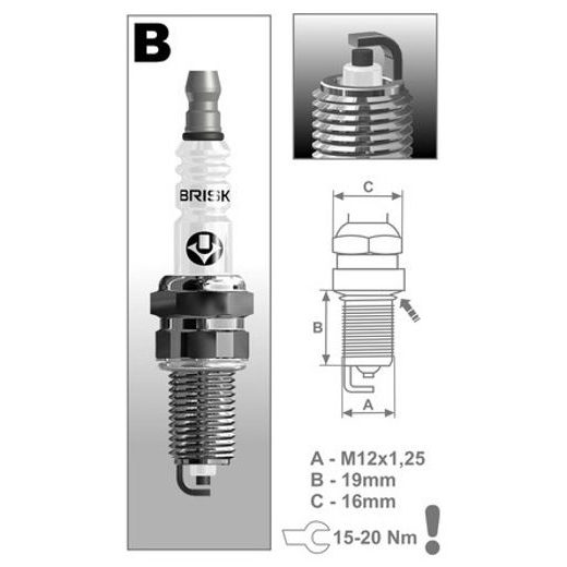 ZAPAĽOVACIE SVIEČKA BR12YC-9 RAD SUPER, BRISK - ČESKÁ REPUBLIKA