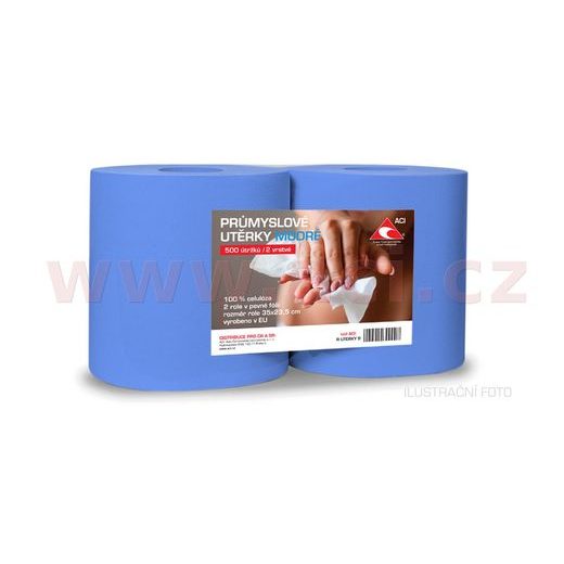 PRŮMYSLOVÉ DVOUVRSTVÉ UTĚRKY (DVĚ ROLE) 500 ÚTRŽKŮ - MODRÉ (SADA 2 KS)