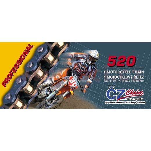 REŤAZ 520M, ČZ - ČR (FARBA ČIERNA, 108 ČLÁNKOV VR. ROZPOJOVACIE SPOJKY CLIP)