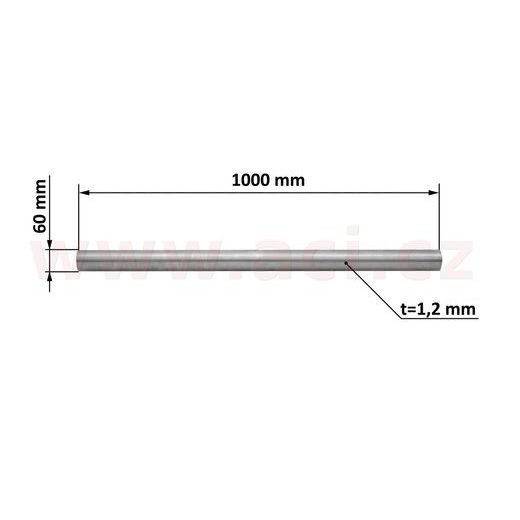 UNIVERZÁLNÍ ROURA VÝFUKU 1 M NEREZ, VNĚJŠÍ PRŮMĚR 60 MM, TL. 1,2 MM TYLL