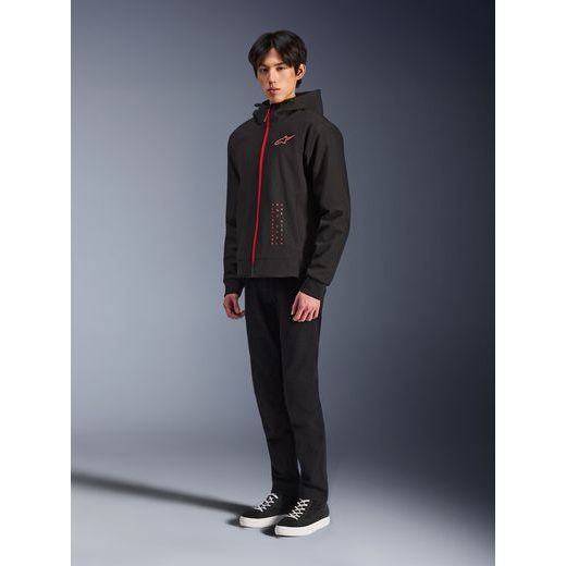 BUNDA RADIUM TECH HOODIE, ALPINESTARS (ČERNÁ/ČERVENÁ) 2026