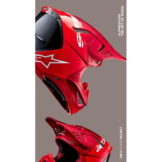 PRILBA SUPERTECH S-M10 FLOOD, ALPINESTARS (ČERVENÁ FLUO/ČERVENÁ MATNÁ) 2026