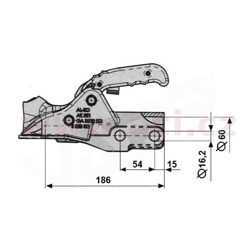 TAŽNÁ SPOJKA AL-KO AK 351 NA TYČ PRŮMĚR 60 MM, 3500 KG, ŠROUBY, SOFT DOCK, K NÁJEZDOVÉ BRZDĚ ORIGINÁL