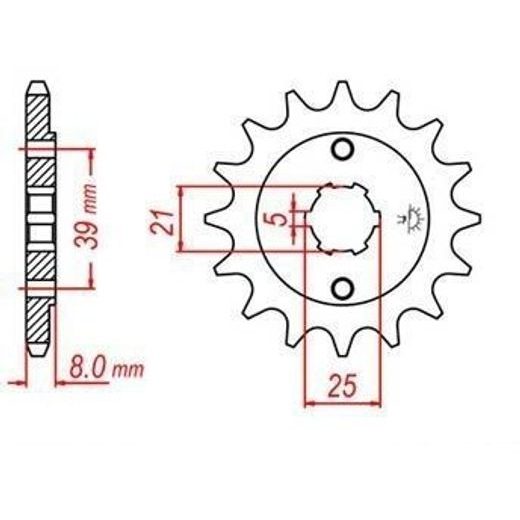 REŤAZOVÉ KOLIESKO PRE SEKUNDÁRNE REŤAZY TYPU 520, JT - ANGLICKO (14 ZUBOV)