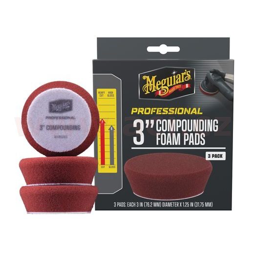 MEGUIAR'S PROFESSIONAL COMPOUND FOAM PAD 3" PĚNOVÉ KOREKČNÍ KOTÚČE, 3KS 3" / 75 MM