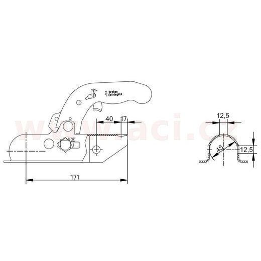 TAŽNÁ SPOJKA KNOTT KK14-B NA TYČ PRŮMĚR 45 MM, 1400 KG ORIGINÁL