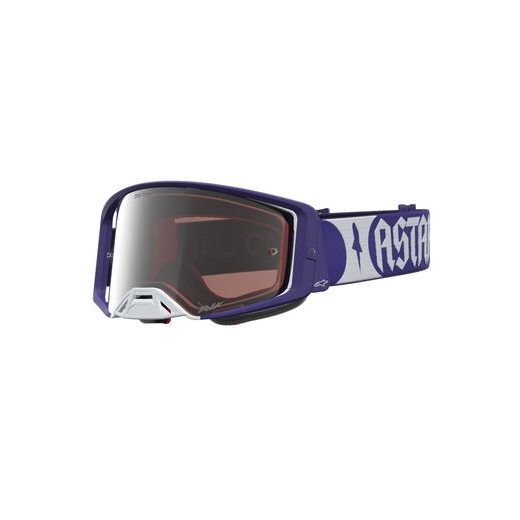 OKULIARE SUPERTECH ATROX, ALPINESTARS (MODRÁ/BÍLÁ, ZRKADLOVÉ STRIEBORNÉ PLEXI) 2027