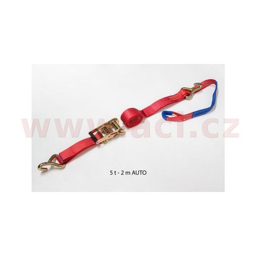 UPÍNACÍ POPRUHY PRO UCHYCENÍ VOZIDEL ZA RÁFKY (50 MM, 2 M, 5 T, ŘÁČNA + HÁK, HÁK + OKO) - ČR