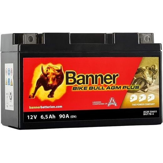 BATERIE AGM PLUS 12V, BGT7B-4, 6,5AH, 90A, BANNER BIKE BULL AGM PLUS 150X65X93