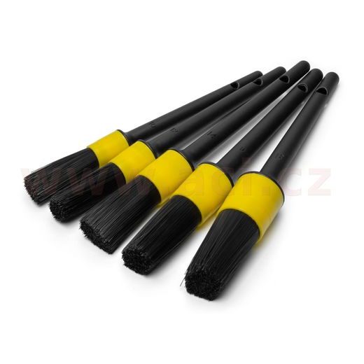 DETAILINGOVÉ ŠTĚTCE PRO INTERIÉR I EXTERIÉR, SADA 5 KS (ČERNO-ŽLUTÁ)