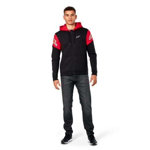 MIKINA VELOCITY HOODIE, ALPINESTARS (ČERNÁ/ČERVENÁ)