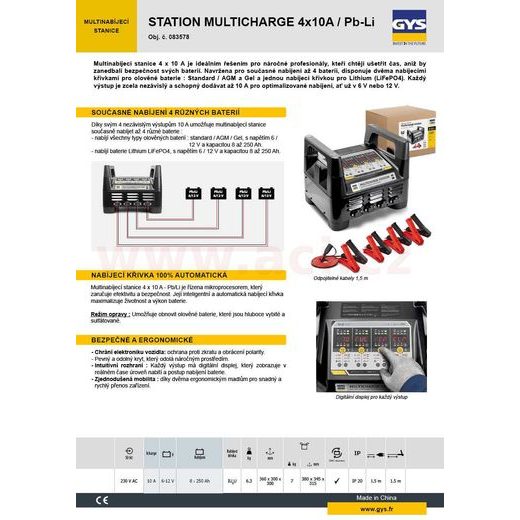 NABÍJEČKA GYS MULTICHARGE, PRO 4 BATERIE, 4X 10 A