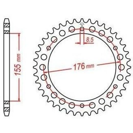 OCEĽOVÁ ROZETA PRE SEKUNDÁRNE REŤAZY TYPU 530, JT - ANGLICKO (45 ZUBOV)
