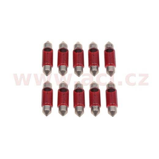 ŽÁROVKA C5W 12V 5W (PATICE SV8,5) ČERVENÁ (SADA 10 KS)