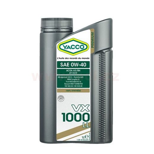 YACCO MOTOROVÝ OLEJ PLNE SYNTETICKÝ VX 1000 LL 0W40 1L