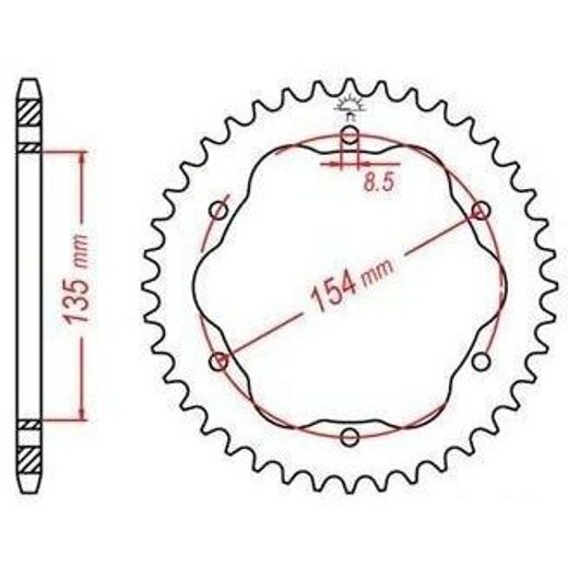 DURALOVÁ ROZETA PRE SEKUNDÁRNE REŤAZY TYPU 520, JT - ANGLICKO (38 ZUBOV)