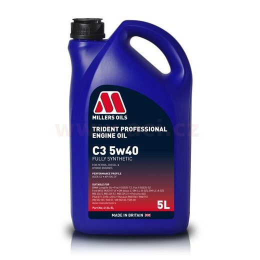 MILLERS OILS TRIDENT PROFESSIONAL C3 5W40, PLNE SYNTETICKÝ, 5 L