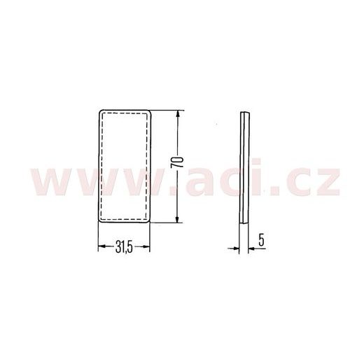 ODRAZKA BÍLÁ OBDÉLNÍKOVÁ 70X31,5 MM SAMOLEPÍCÍ HELLA