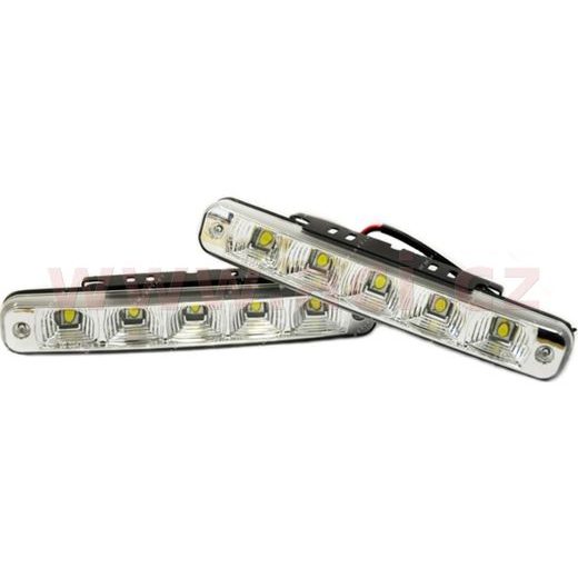 PŘÍDAVNÁ SVĚTLA LED PRO DENNÍ SVÍCENÍ 12 V, 5X SMD V KAŽDÉM SVĚTLE, 189X28X39 MM SADA VČETNĚ KABELÁŽE