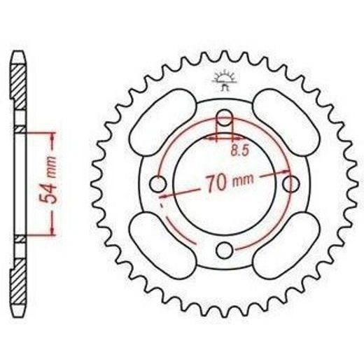 OCEĽOVÁ ROZETA PRE SEKUNDÁRNE REŤAZY TYPU 428, JT - ANGLICKO (42 ZUBOV)