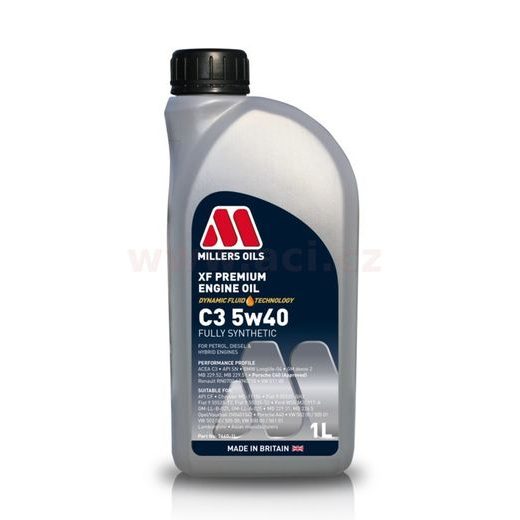MILLERS OILS MOTOROVÝ OLEJ PLNE SYNTETICKÝ XF PREMIUM C3 5W40 1L