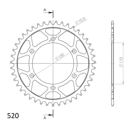 REŤAZOVÁ ROZETA SUPERSPROX RFE-486:43-BLK ČIERNA 43T, 520