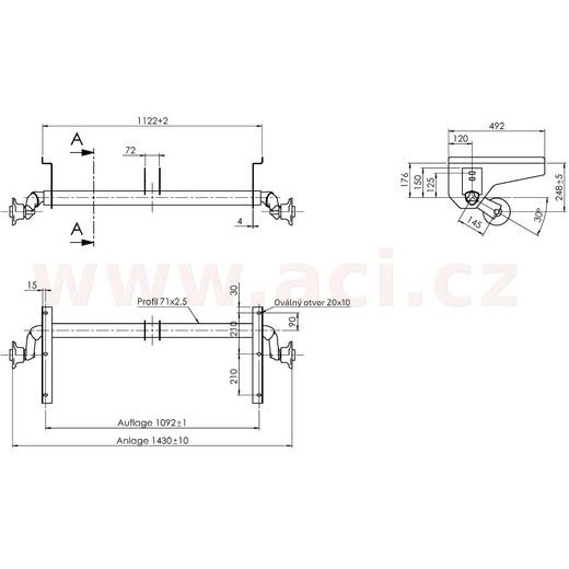 NÁPRAVA AL-KO UBR 700-5 (750 KG) ROZTEČ PATEK 1092 MM, VYSOKÉ PATKY (PONGRATZ) (4X100) ORIGINÁL