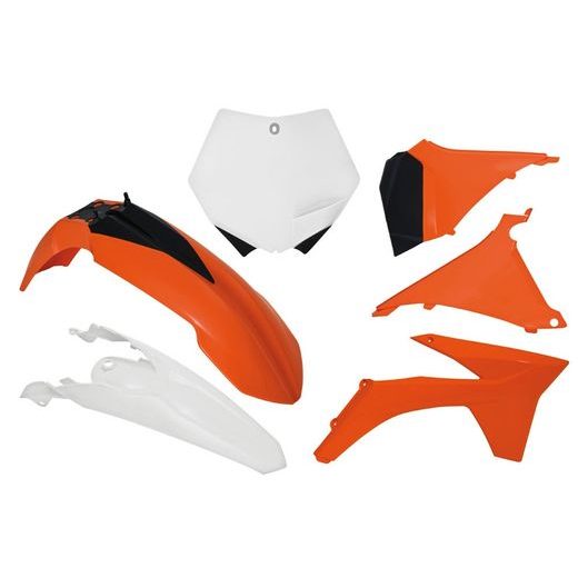 SADA PLASTOV KTM, RTECH (ORANŽOVO-BIELA, 6 DIELOV)