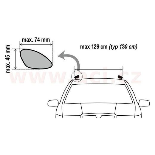 STŘEŠNÍ NOSIČ ZAMYKACÍ HLINÍKOVÝ 135 CM, MAX PRŮŘEZ NOSIČE 45X74 MM, SADA 2 KS, PRO VOZIDLA S PODÉLNÝMI NOSIČI, ALU-PRO