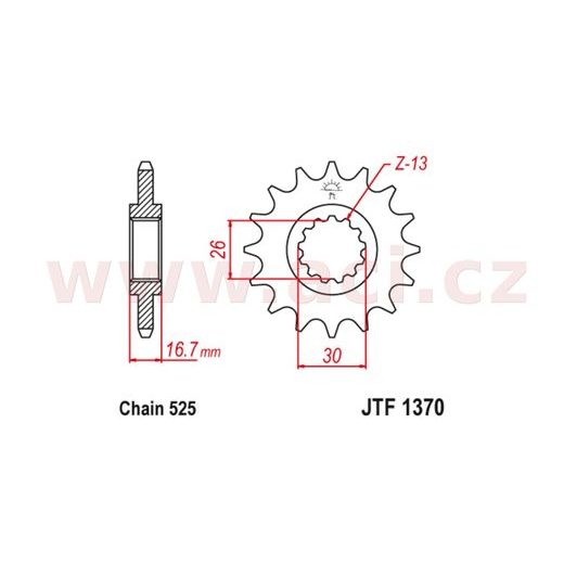 REŤAZOVÉ KOLIESKO S TLMIACE GUMOVOU VRSTVOU PRE SEKUNDÁRNE REŤAZY TYPU 525, JT (16 ZUBOV)
