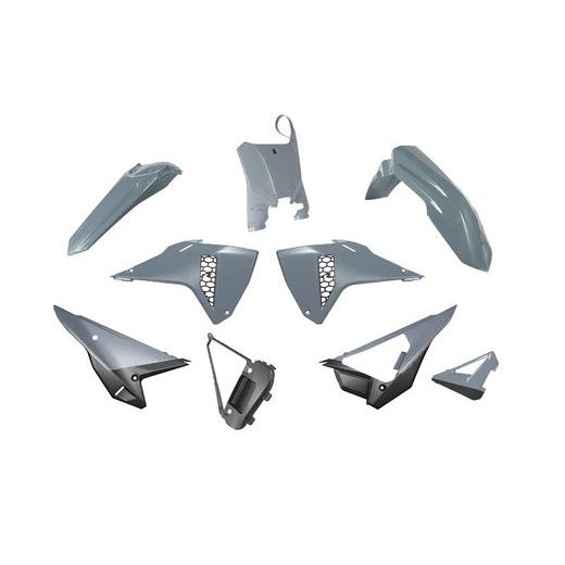 KOMPLETNÉ SADA PLASTOV REVOLUTION 5 DIELOV HONDA, RTECH (EDÍCIA QUANTUM ŠEDÁ-ČERNÁ)