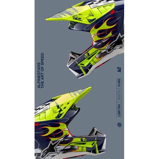PRILBA S-M5 RASH, ALPINESTARS (TMAVO MODRÁ/ŽLUTÁ FLUO) 2026