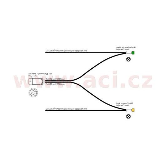 KABELÁŽ PRO PŘÍVĚS, PŘEDNÍ VÝVODY TESAT ORIGINÁL