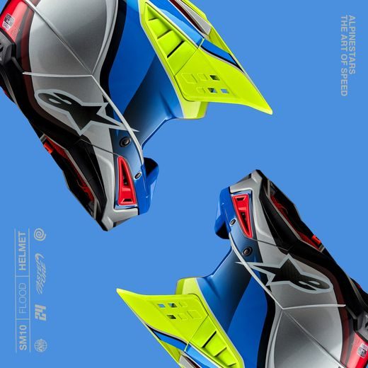 PRILBA S-M5 SAIL, ALPINESTARS (ŽLTÁ FLUO/MODRÁ/STŘÍBRNÁ) 2026