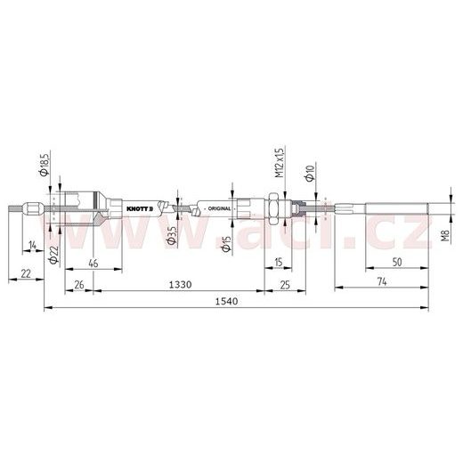 LANOVOD BRZDOVÝ KNOTT 1330/1540 MM, ZÁVIT M8, ORIGINÁL