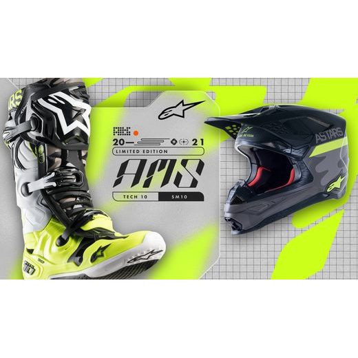 PRILBA SUPERTECH S-M10 LIMITOVANÁ EDÍCIA AMS, ALPINESTARS (ŠEDÁ/BÍLÁ/ŽLUTÁ FLUO/ČERNÁ)