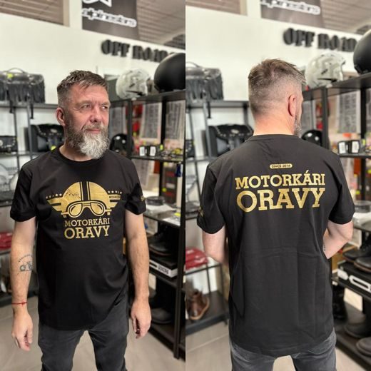 TRIČKO MOTORKÁRI ORAVY, PÁNSKE, ČIERNE/ZLATÉ