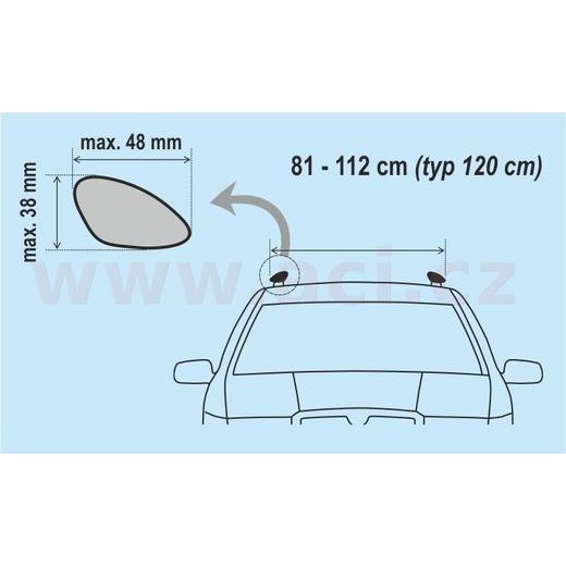 STŘEŠNÍ NOSIČ ZAMYKACÍ HLINÍKOVÝ 120 CM, MAX PRŮŘEZ NOSIČE 38X48 MM, SADA 2 KS, PRO VOZIDLA S PODÉLNÝMI NOSIČI, ALU-PRO