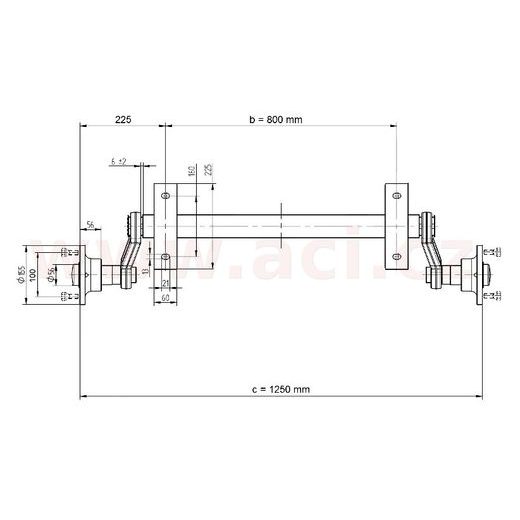 NÁPRAVA KNOTT VG 7-L (750 KG) ROZTEČ PATEK 800 MM, NÍZKÉ PATKY (4X100) ORIGINÁL