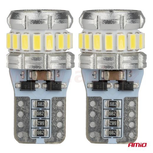 LED 12/24V 16XSMD 3014 + 2XSMD 3030 BÍLÁ 5500K (PATICE W2,1×9,5D/T10) CAN-BUS SADA 2 KS