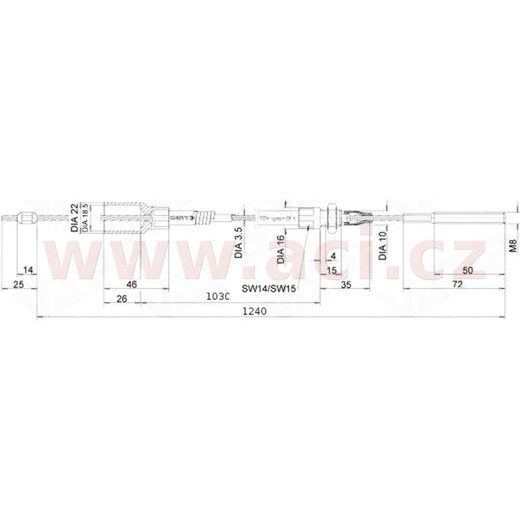 LANOVOD BRZDOVÝ KNOTT 1030/1240 MM, ZÁVIT M8, ORIGINÁL