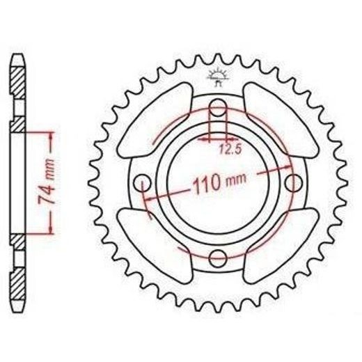 OCEĽOVÁ ROZETA PRE SEKUNDÁRNE REŤAZY TYPU 530, JT - ANGLICKO (43 ZUBOV)