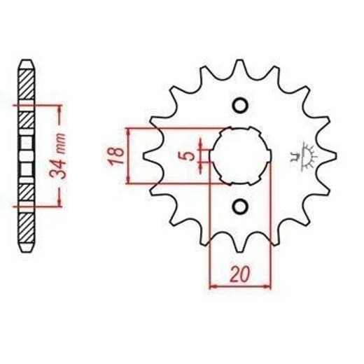 REŤAZOVÉ KOLIESKO PRE SEKUNDÁRNE REŤAZY TYPU 428, JT - ANGLICKO (14 ZUBOV)