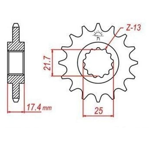 REŤAZOVÉ KOLIESKO PRE SEKUNDÁRNE REŤAZY TYPU 520, JT - ANGLICKO (14 ZUBOV)